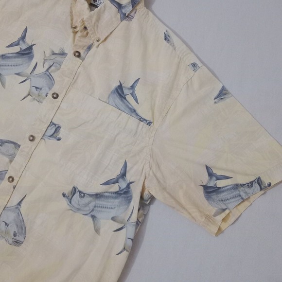 Columbia‎ Men's Medium Shirt Button Up Shirt Sleeve River Lodge Fish Vented - Picture 2 of 8